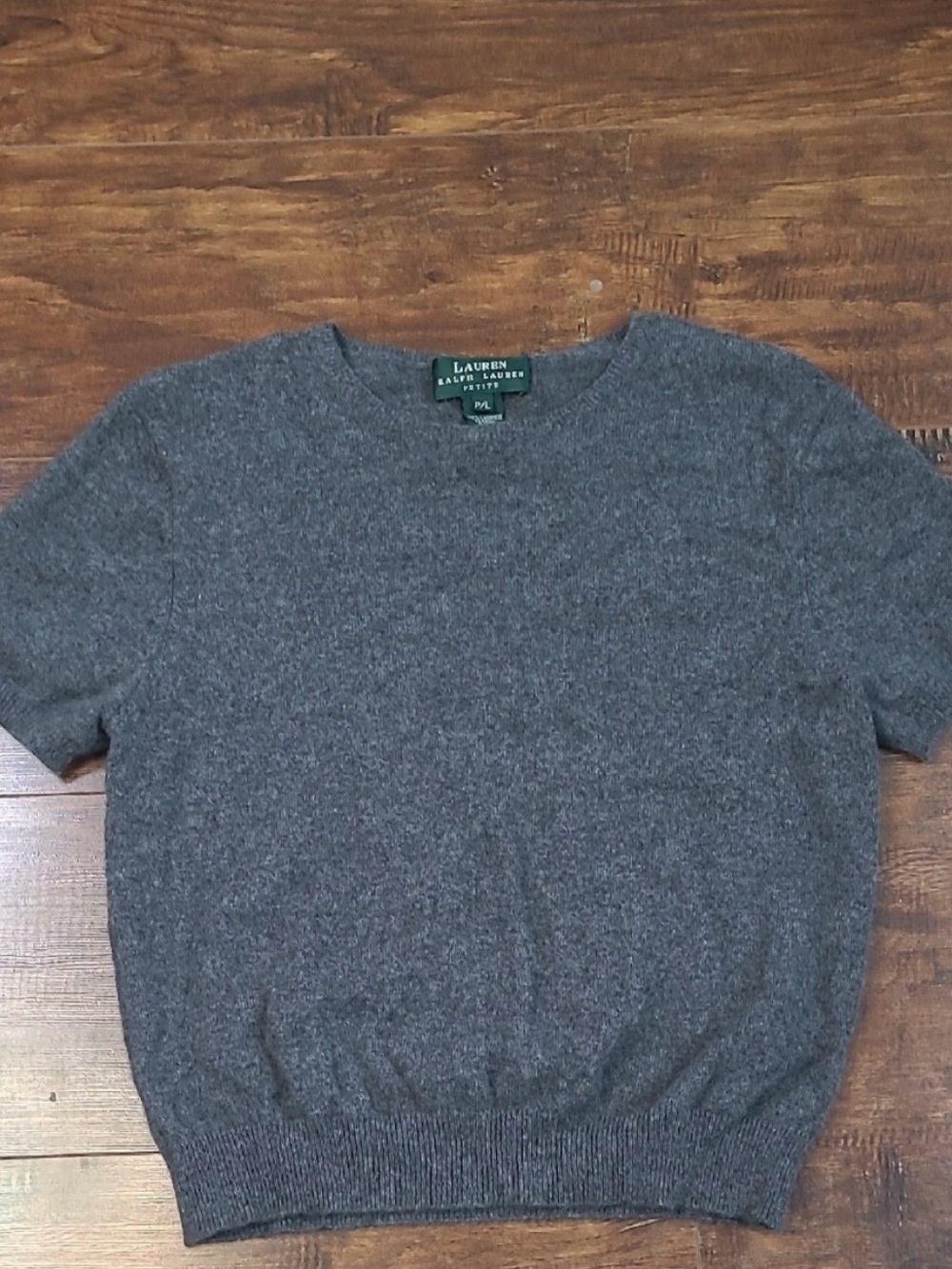 Ralph Lauren womens Charcoal Crewneck Short-Sleeve Sweater